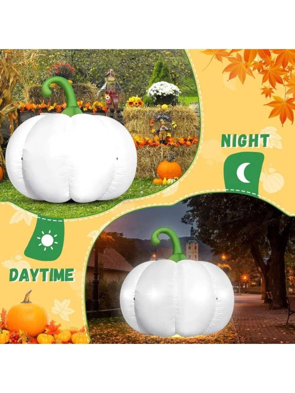 Giant 4.6FT Inflatable Pumpkin Decor with LED Lights for Halloween & Fall Yard